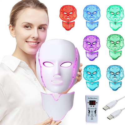 7 Led Light Face Mask Therapy Pielęgnacja skóry Niebieskie i czerwone światło na trądzik Photon Mask